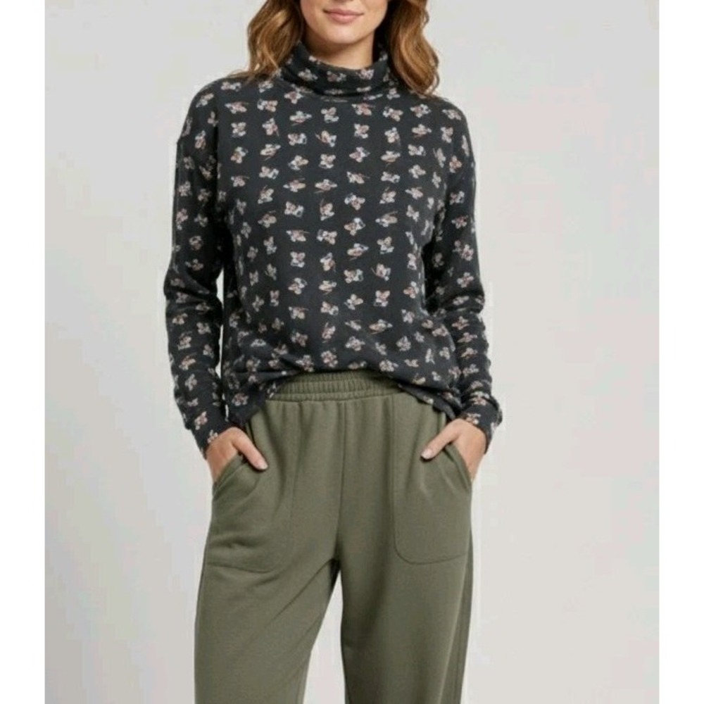 Vintage Disney Mickey Mouse Turtleneck  Women's L 90s Kidcore Retro‎ Black AOP